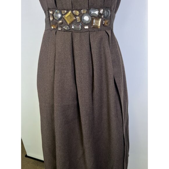 Magaschoni Collection Wool Cashmere Y2K Shift Dress Brown Size 6/8 S/M Office - Picture 5 of 9